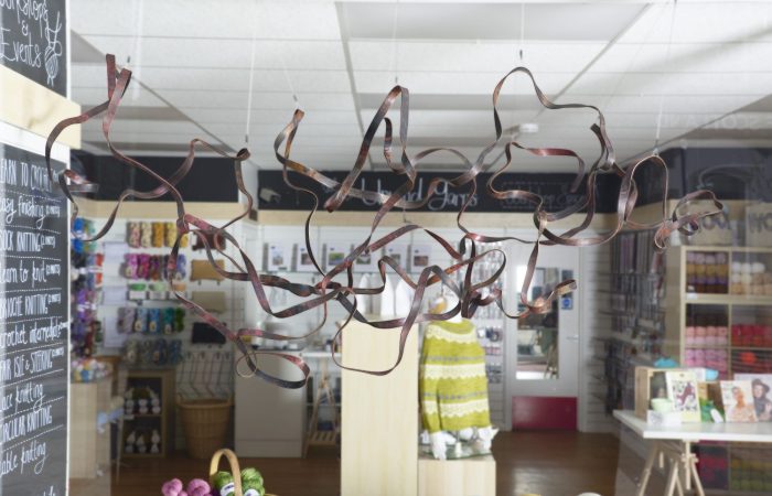 ‘Tangled’ by Saskia Singer, installed at Unwind Yarns in Galashiels